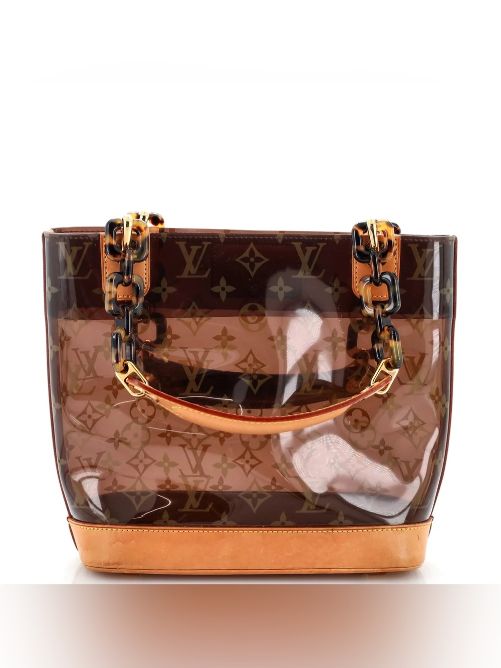 Brown Transparent Monogram Tote with Amber Chain Straps - Picture 16 of 16